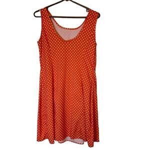 Orange Red Polka Dot Dress/ Swim Cover Up. Size Medium.
